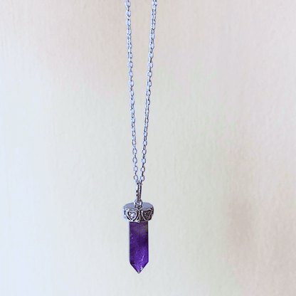 Tiny amethyst hexagon pendant