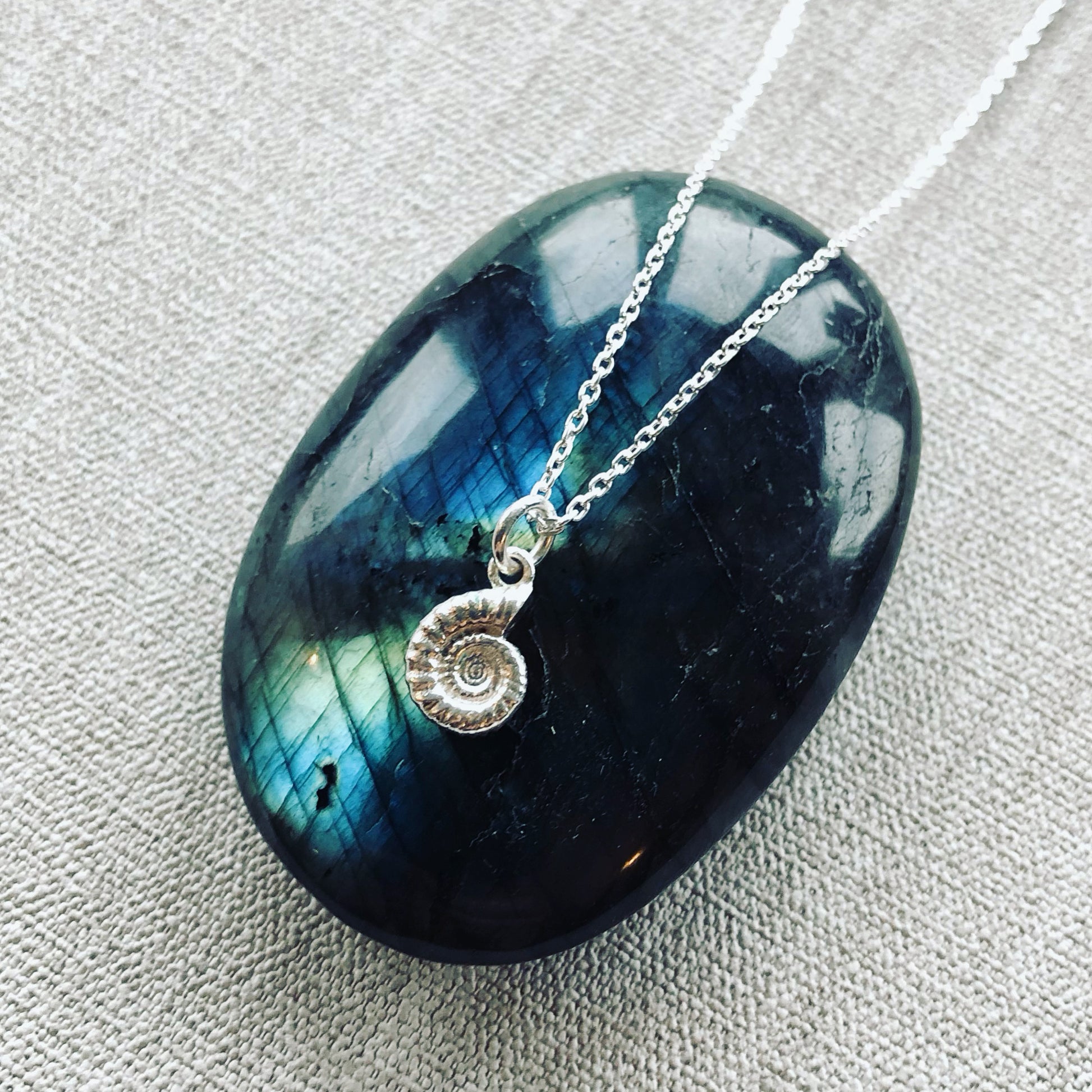 Sterling silver ammonite fossil pendant 