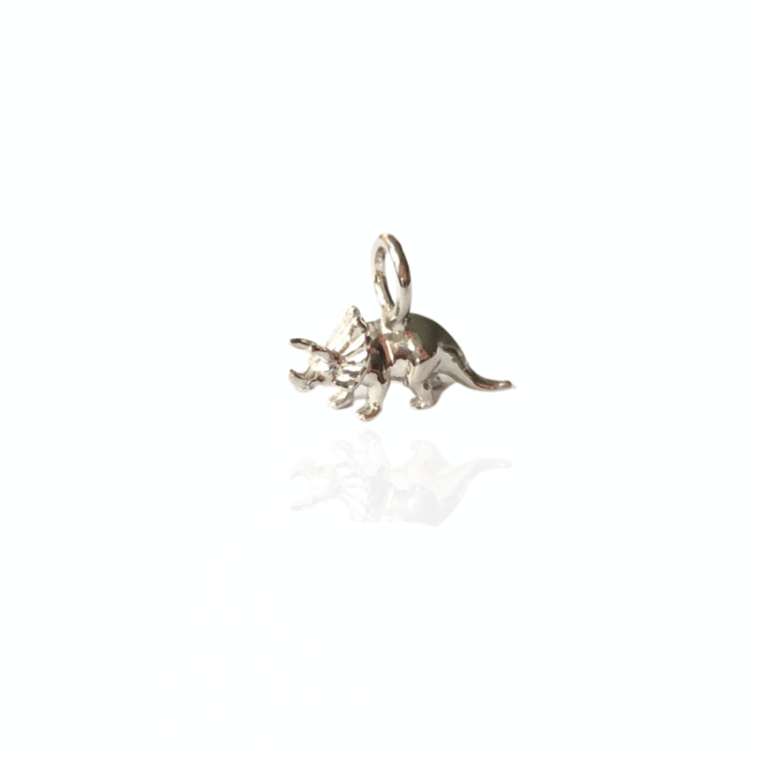 silver triceratops dinosaur charm - build your own pendant