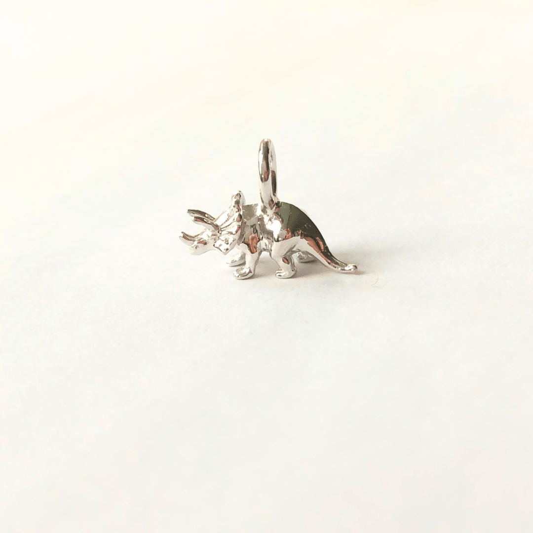 sterling silver triceratops dinosaur charm