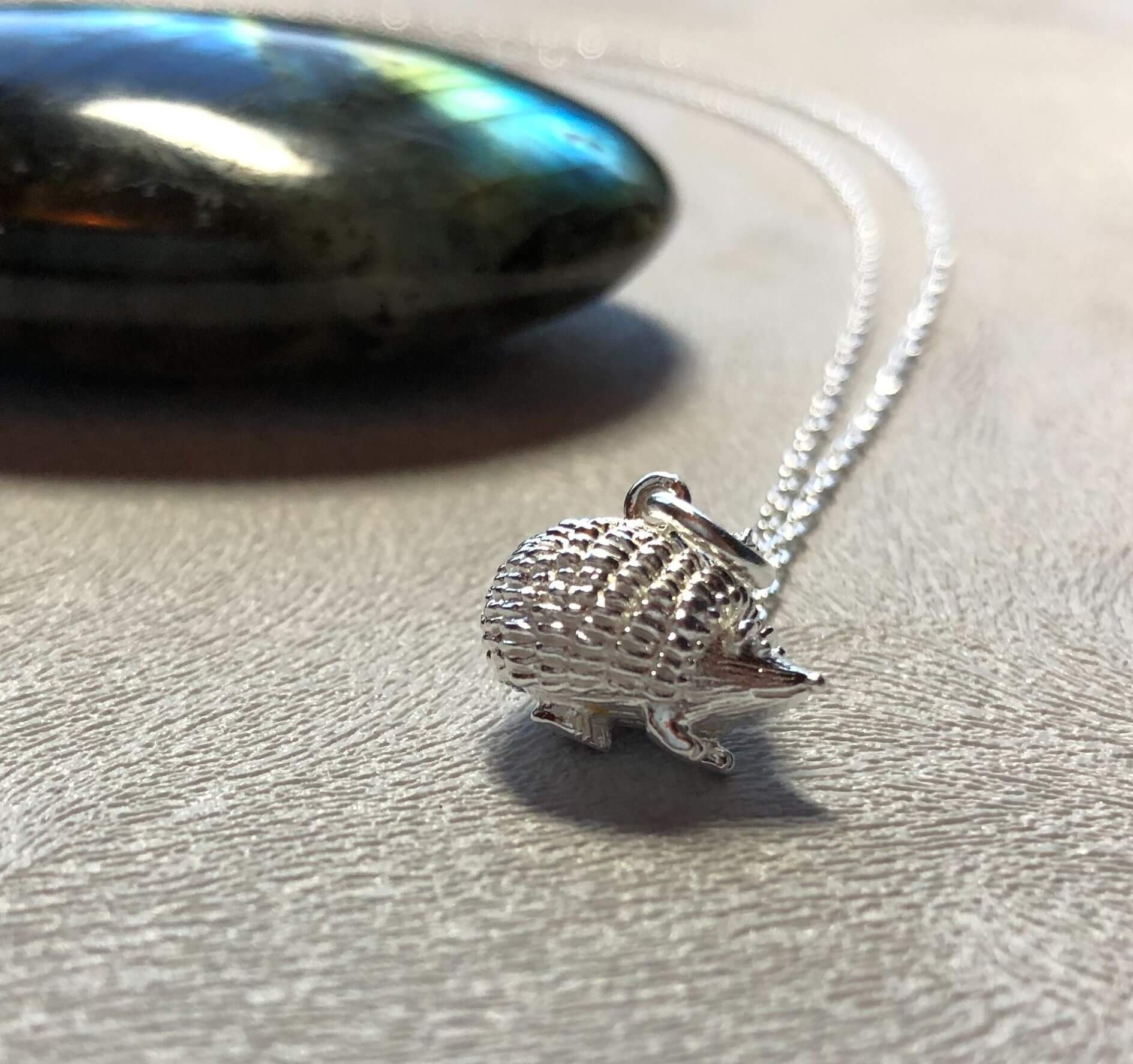 cute silver hedgehof pendant