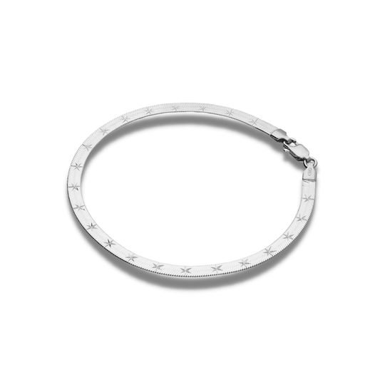 Diamond cut star herringbone bracelet
