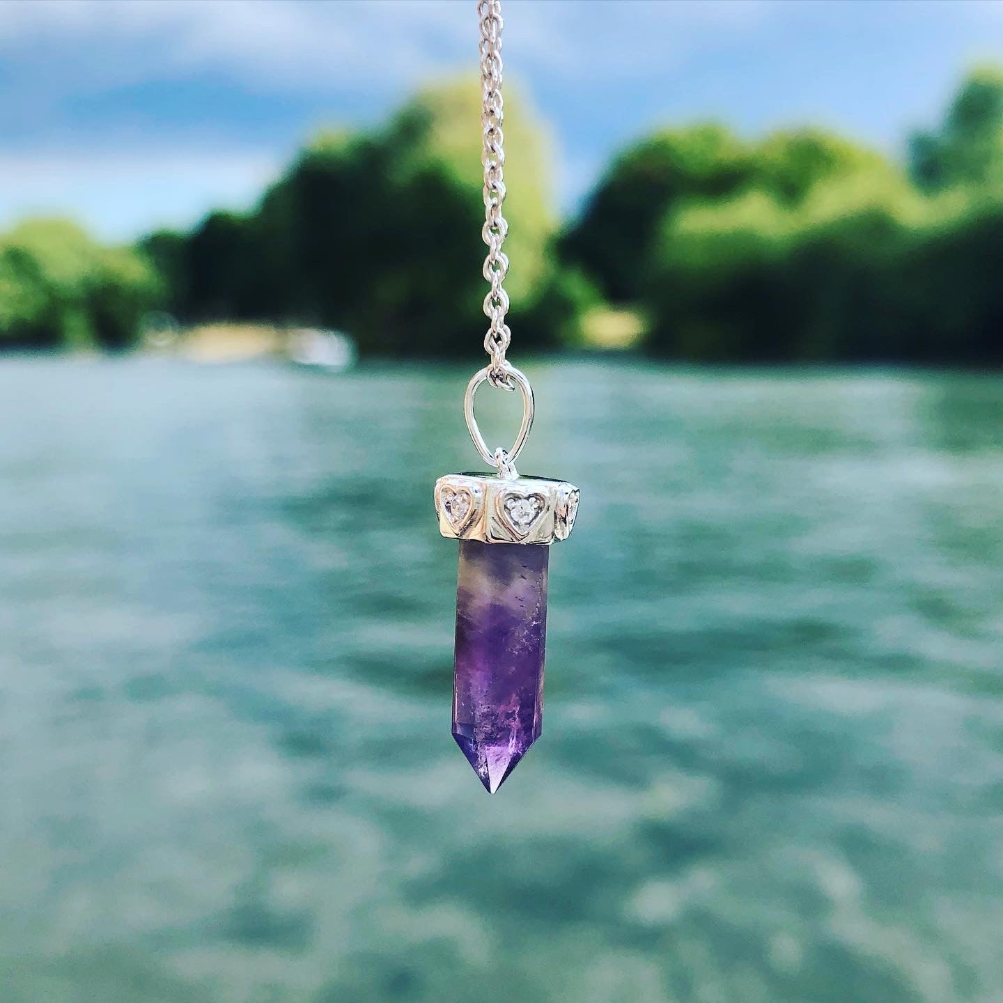 Tiny amethyst gemstone pendant - unique gemstone jewellery for her 