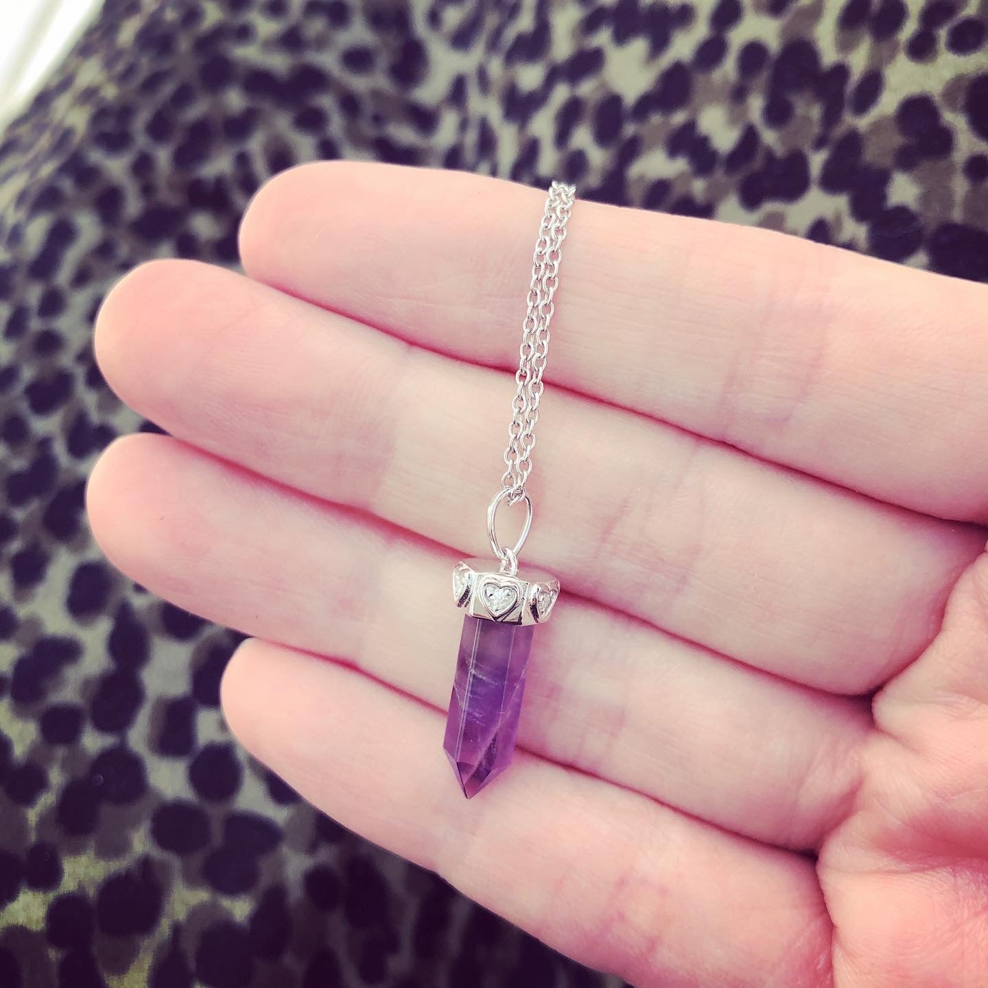 Tiny amethyst gemstone pendant - silver heart bail amethyst gemstone pendant