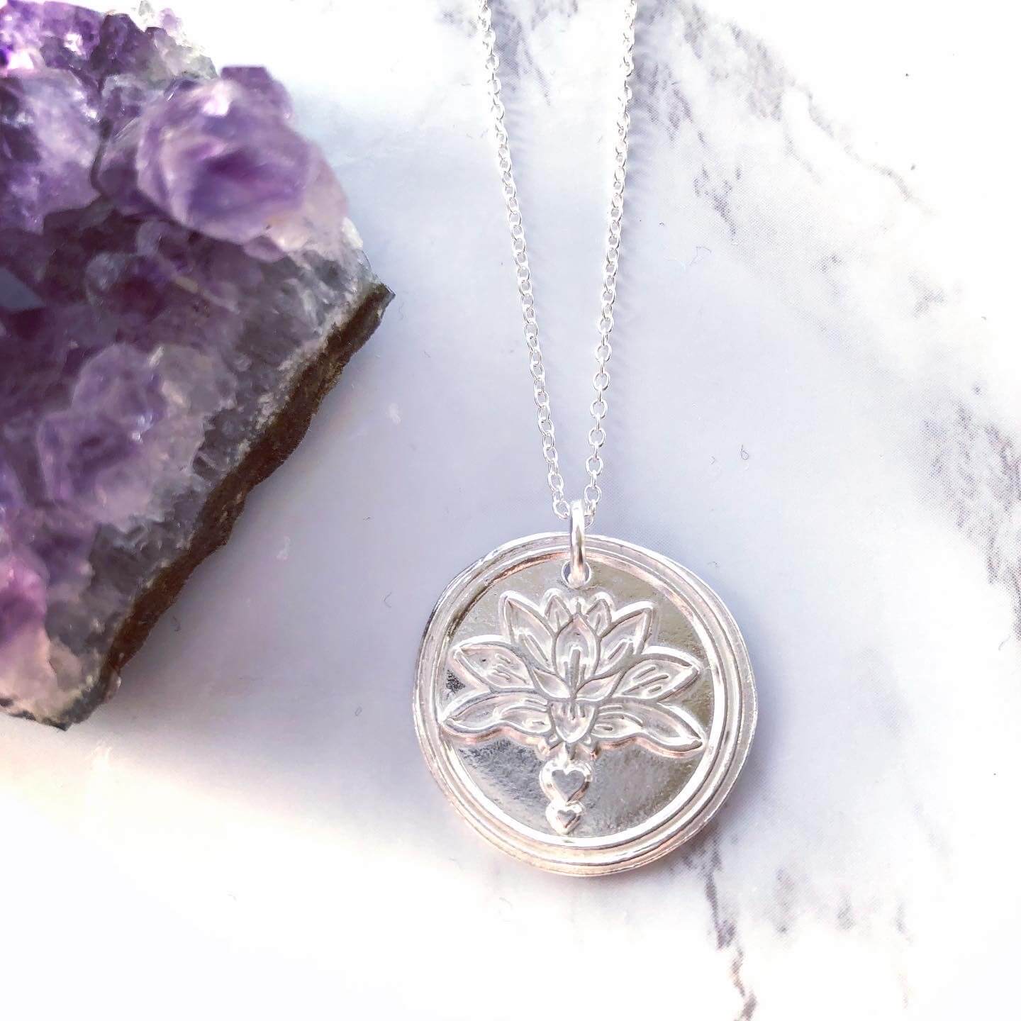 Silver lotus flower pendant - unusual jewellery gifts for her