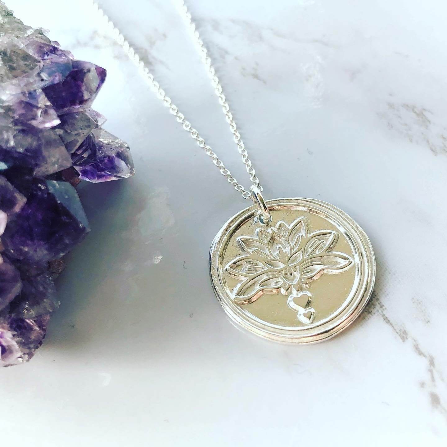 silver lotus flower pendant - unique handmade jewellery gifts from Thames Ditton