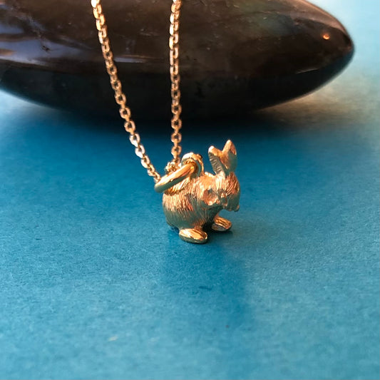 Cute vermeil rabbit pendant