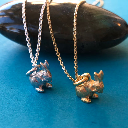 Cute vermeil rabbit pendant