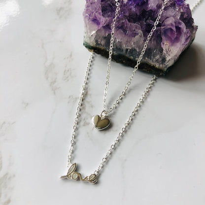 Romantic silver layer love necklace