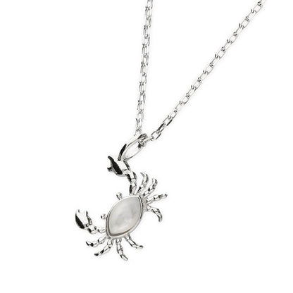 Sterling silver crab pendant set with mother of pearl - ocean inspired jewellery