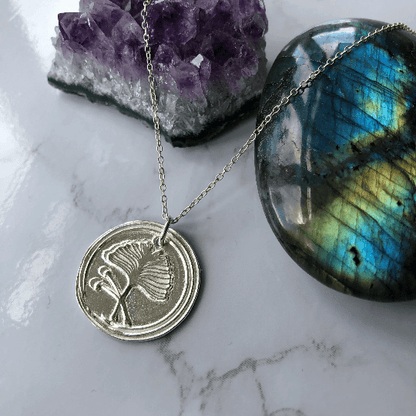 silver ginkgo leaf pendant - handmade in thames ditton surrey