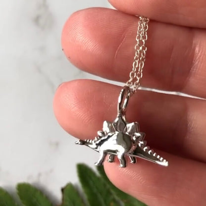 Stegosaurus silver dinosaur pendant