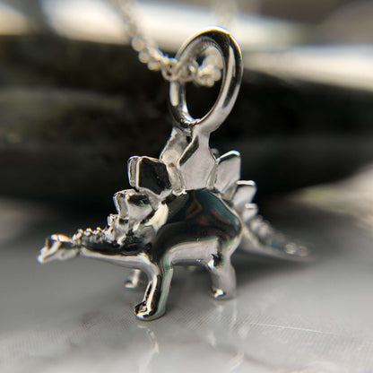 Stegosaurus silver dinosaur pendant