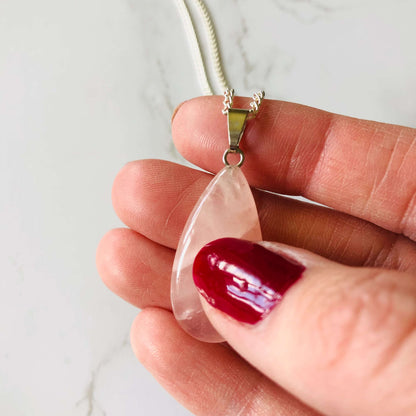 tiny worrystone quartz pendant